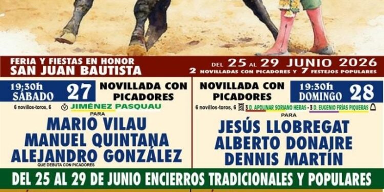Navas de San Juan anuncia una feria taurina 2026 con novilladas, encierros y festejos populares